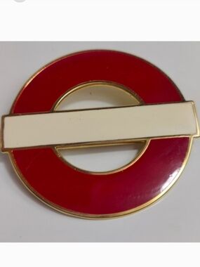 Monet Signed Red Geometric Modernist Statement Enamel Brooch Pin